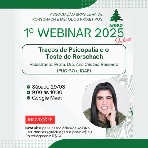 1º Webinar de 2025 - Traços de Psicopatia e o Teste de Rorschach