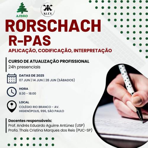 Curso de Atualização em Rorschach Performance Assessment System (R-PAS)