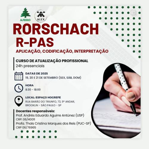 Rorschach – R-PAS: Curso Presencial de Atualização Profissional - Setembro/2025